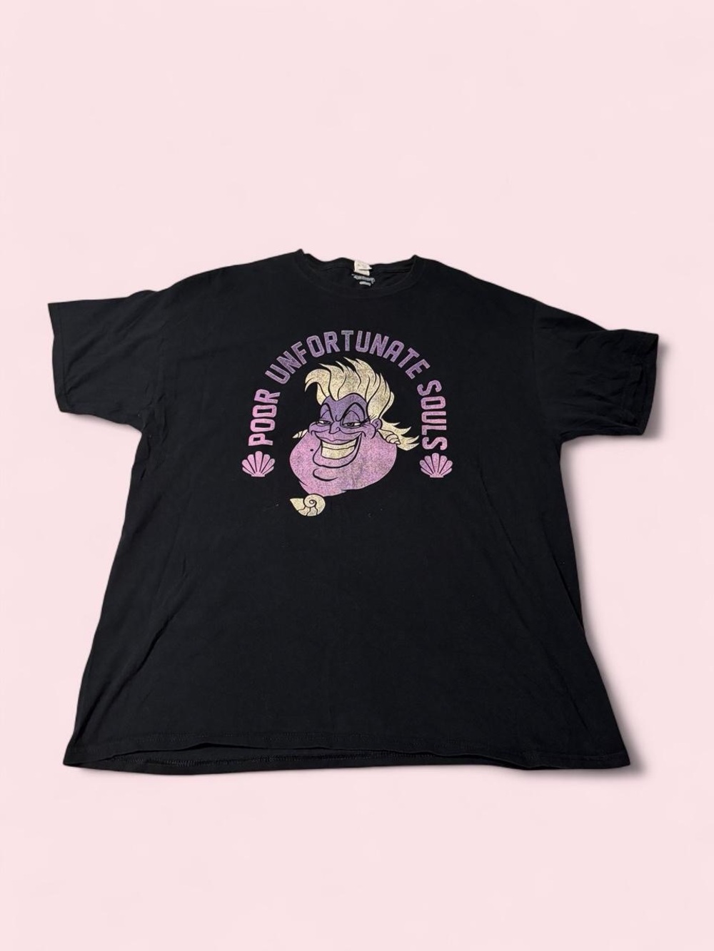 Disney Black Short Sleeve Graphic Tee with Purple Villain Ursula Print